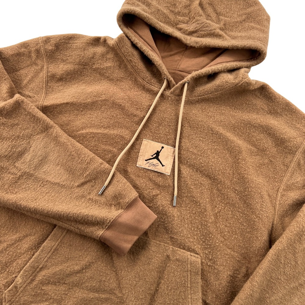 Nike Air Jordan Flight Heritage Heavyweight Hoodie Men XL Wool Archaeo Brown